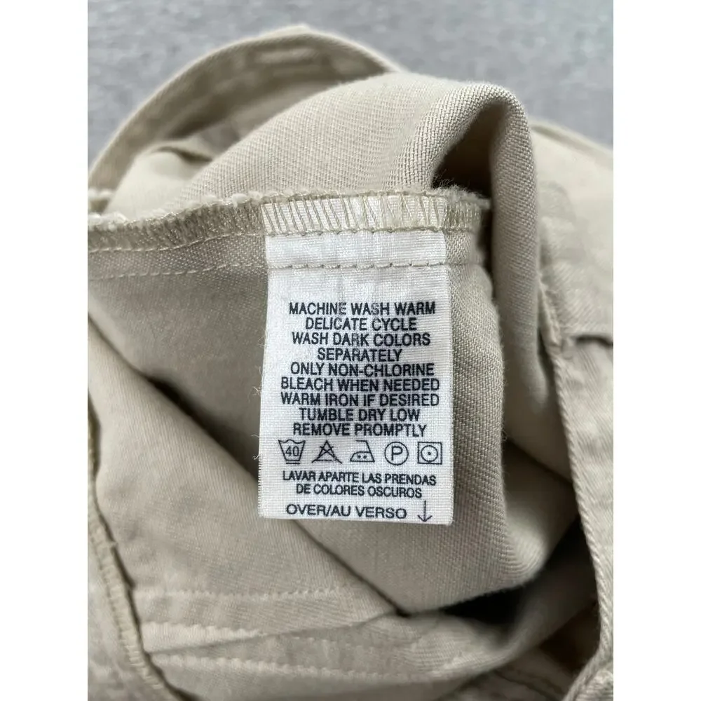 Vintage y2k Liz Claiborne Button-Up Midi Skirt 6P Khaki Tan 100% Cotton Preppy